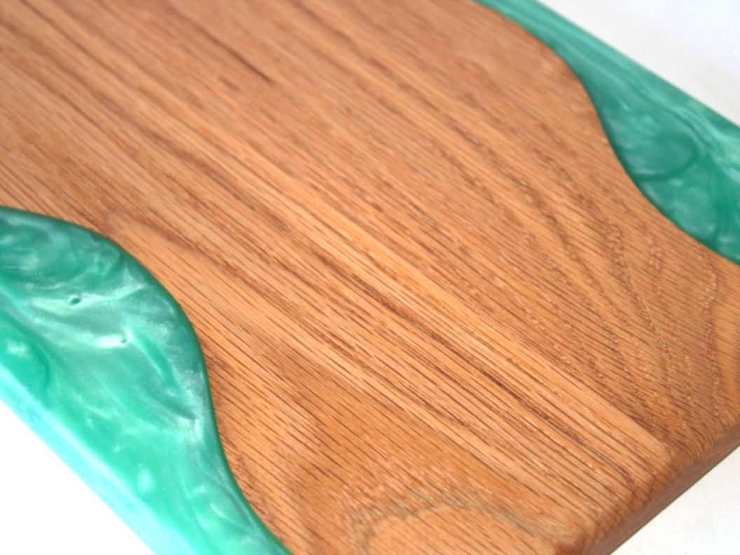 Red Oak Wood Charcuterie/Serving/Cutting Board with Blue Umbrella Epoxy - 14" x 8"