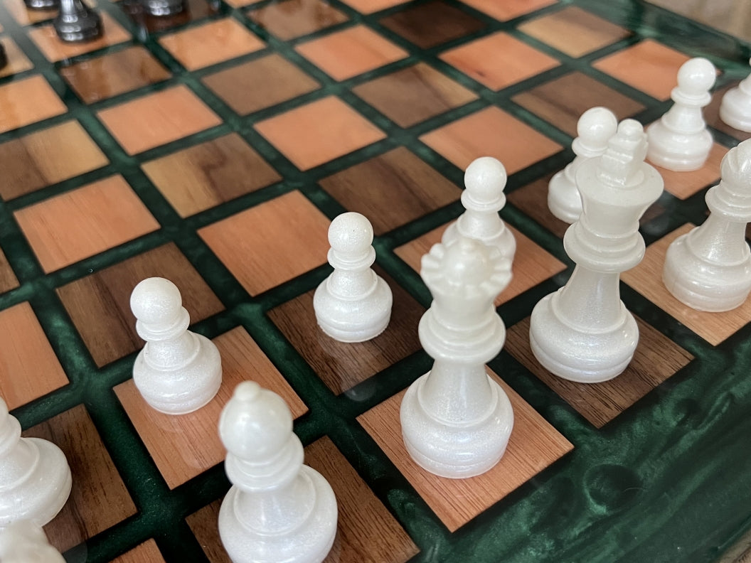 Walnut and Red Grandis Wood Chess Board - 16.5"x16.5"x1"