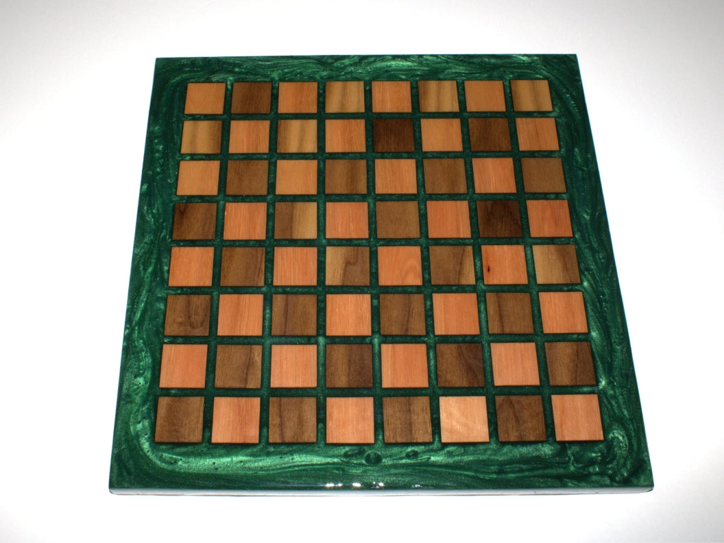 Walnut and Red Grandis Wood Chess Board - 16.5"x16.5"x1"