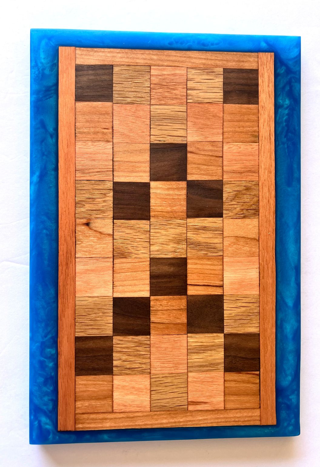 Chop Block Charcuterie/Serving/Cutting Board with Sapphire Treasure Epoxy - 12" x 8"