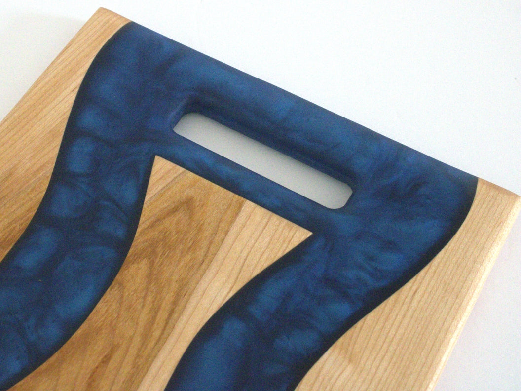 Hard Maple Wood Charcuterie/Serving/Cutting Board w/ Blue Universe Epoxy - 15" x 9"