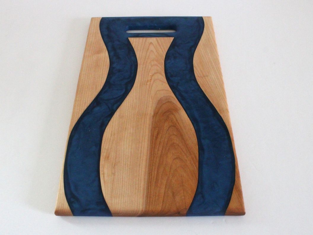 Hard Maple Wood Charcuterie/Serving/Cutting Board w/ Blue Universe Epoxy - 15" x 9"