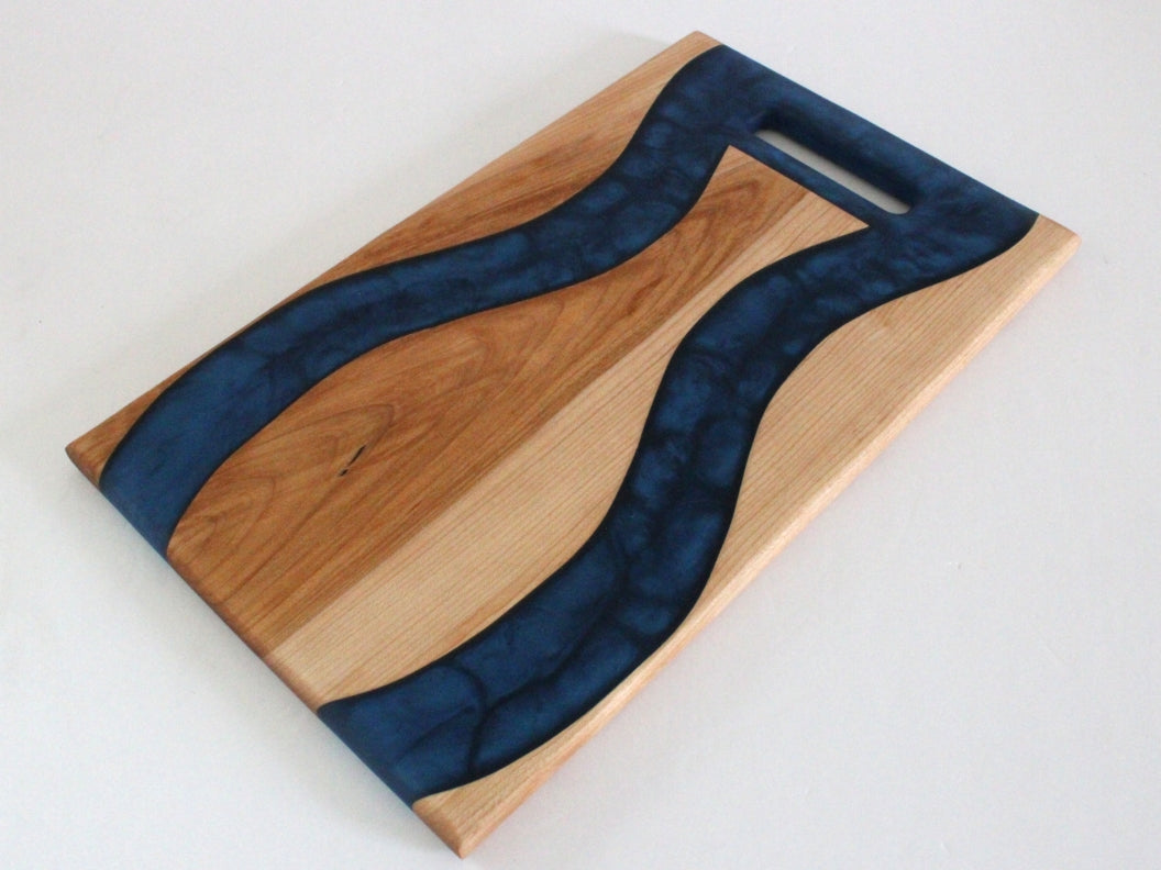 Hard Maple Wood Charcuterie/Serving/Cutting Board w/ Blue Universe Epoxy - 15" x 9"