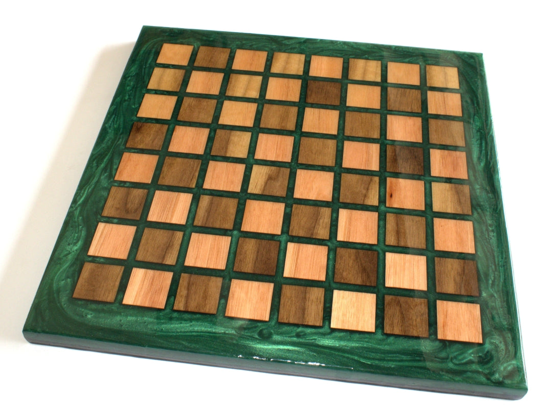 Walnut and Red Grandis Wood Chess Board - 16.5"x16.5"x1"