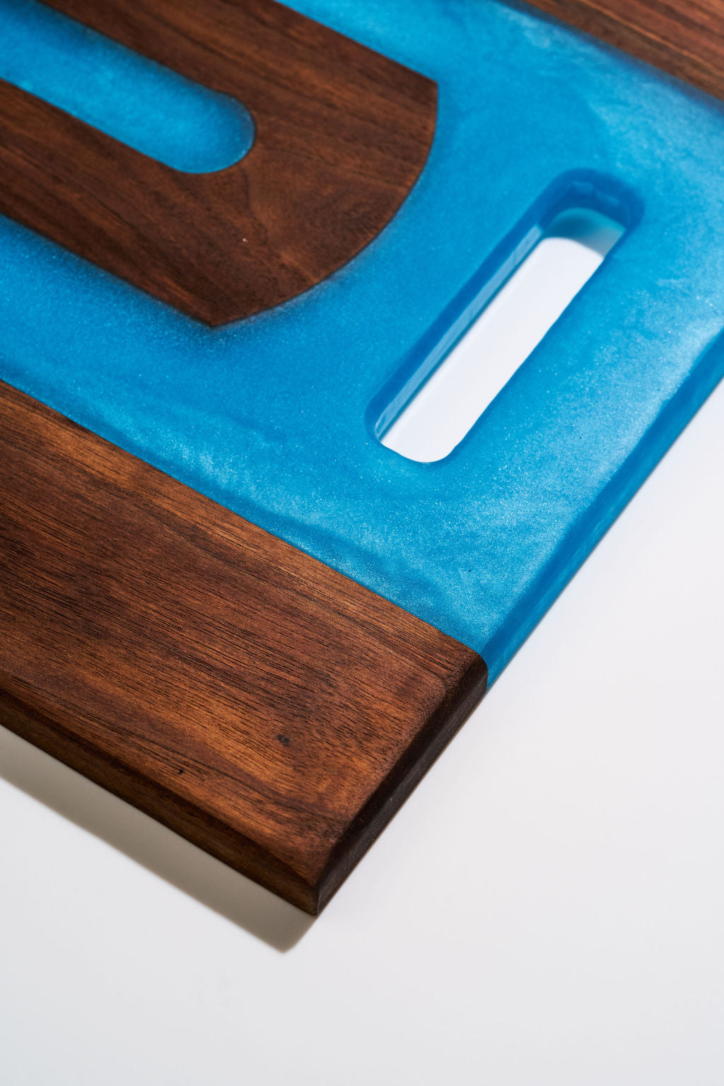 Walnut Wood Charcuterie/Serving/Cutting Board with Pacific Blue Epoxy - 18" x 12"