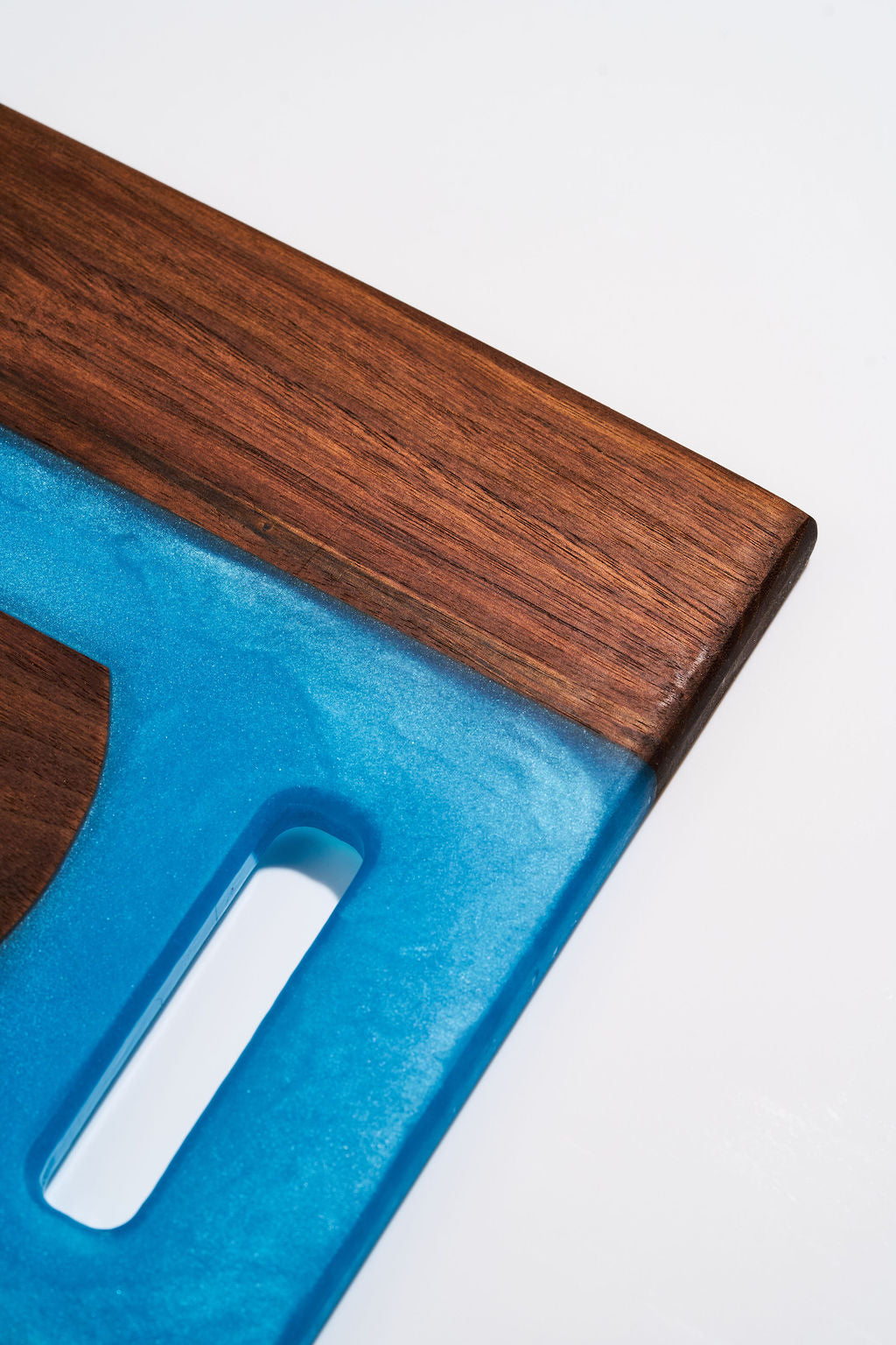 Walnut Wood Charcuterie/Serving/Cutting Board with Pacific Blue Epoxy - 18" x 12"
