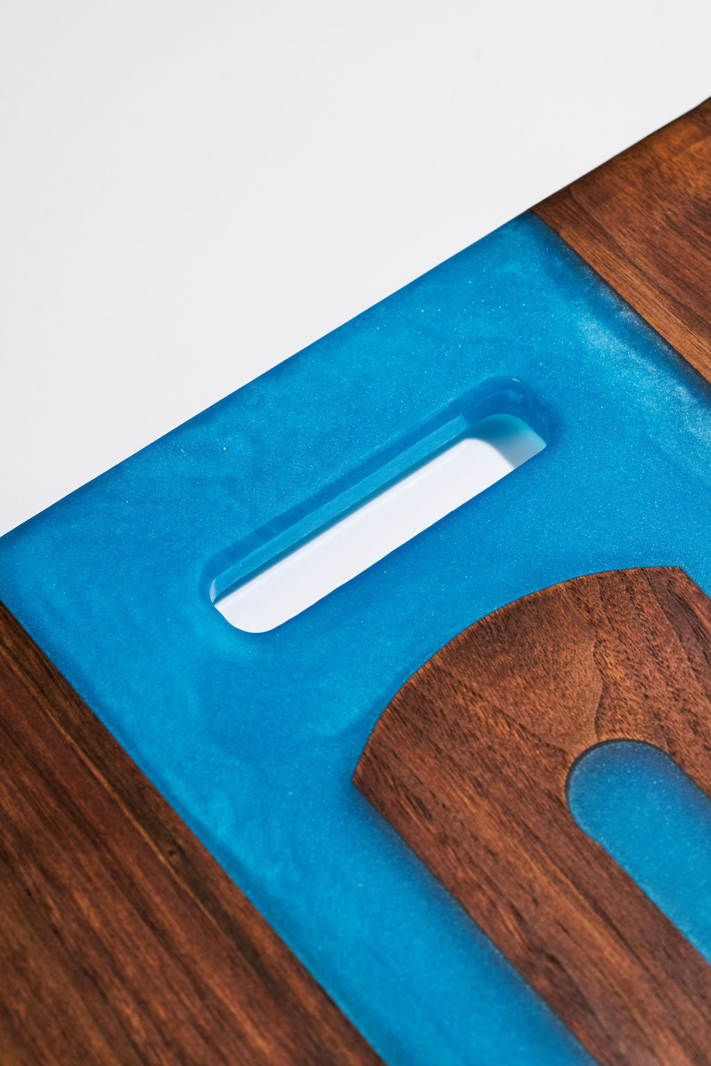 Walnut Wood Charcuterie/Serving/Cutting Board with Pacific Blue Epoxy - 18" x 12"