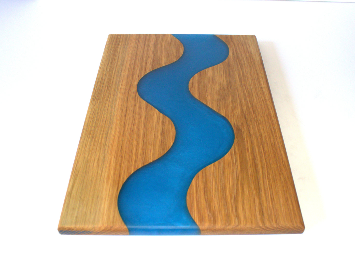 Red Oak Wood Charcuterie/Serving/Cutting Board with Deep Ocean Epoxy - 15" x 10"
