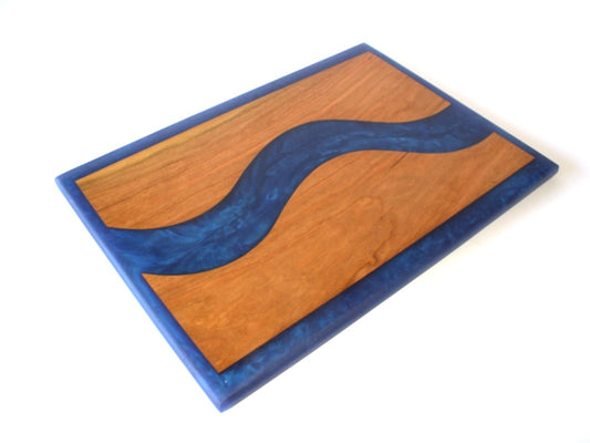 Cherry Wood Charcuterie/Serving/Cutting Board with Blue Universe Epoxy - 14" x 10"