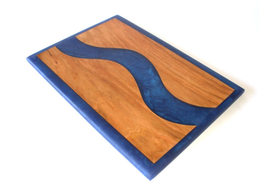 Cherry Wood Charcuterie/Serving/Cutting Board with Blue Universe Epoxy - 14" x 10"