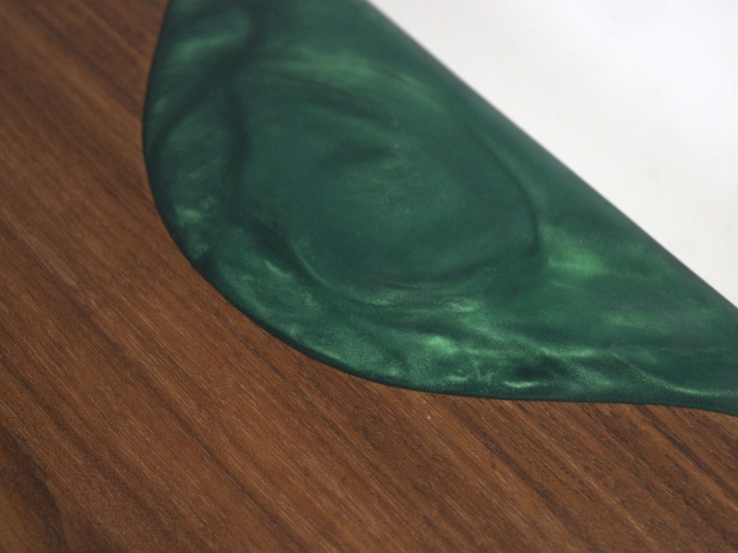 Walnut Wood Charcuterie/Serving/Cutting Board with Dark Green Epoxy - 15" x 10"