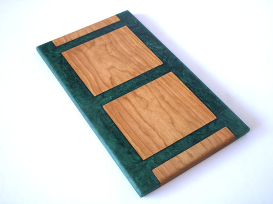 Cherry Wood Charcuterie/Serving/Cutting board with Dark Green Epoxy - 14" x 8"