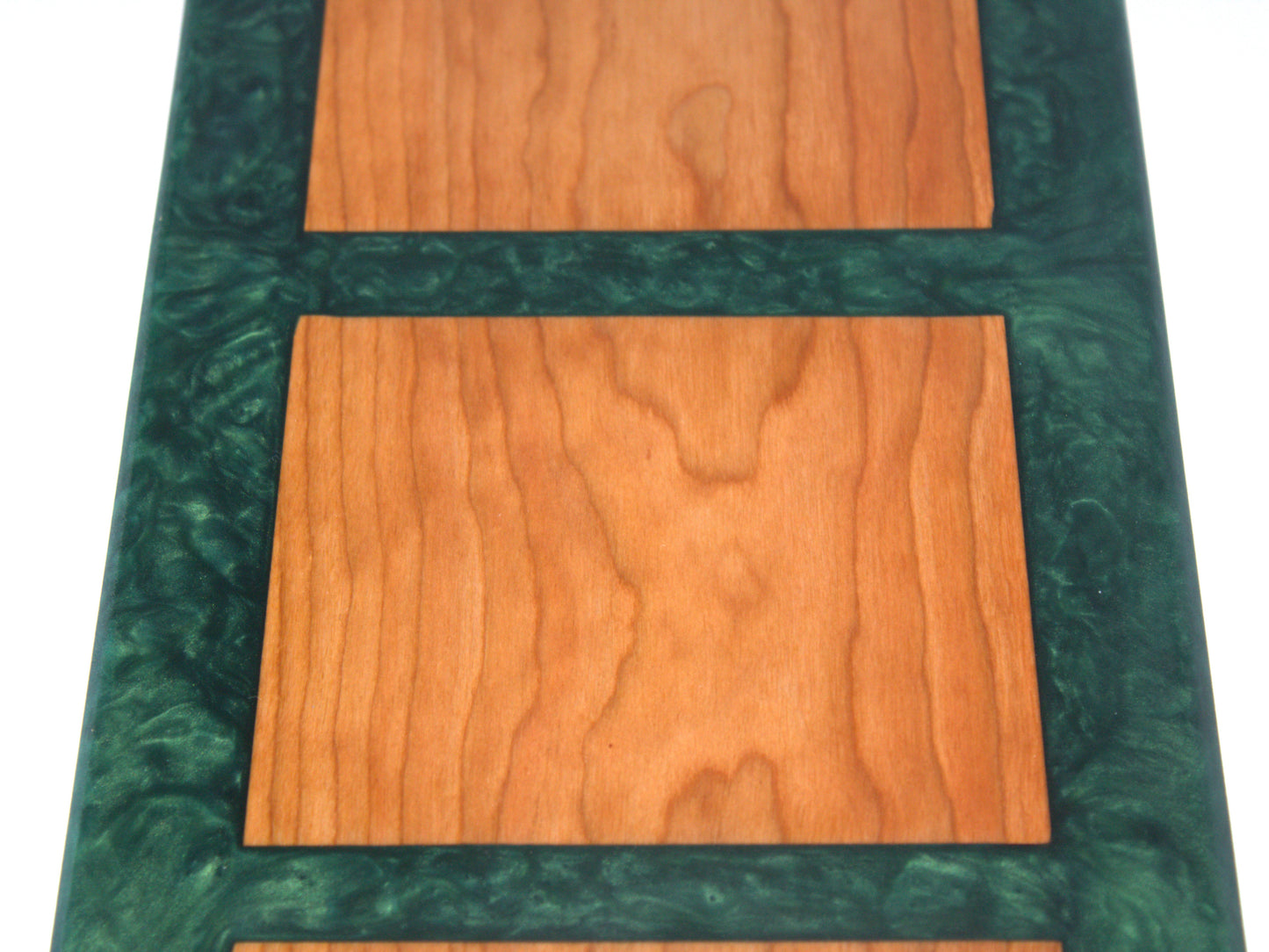 Cherry Wood Charcuterie/Serving/Cutting board with Dark Green Epoxy - 14" x 8"