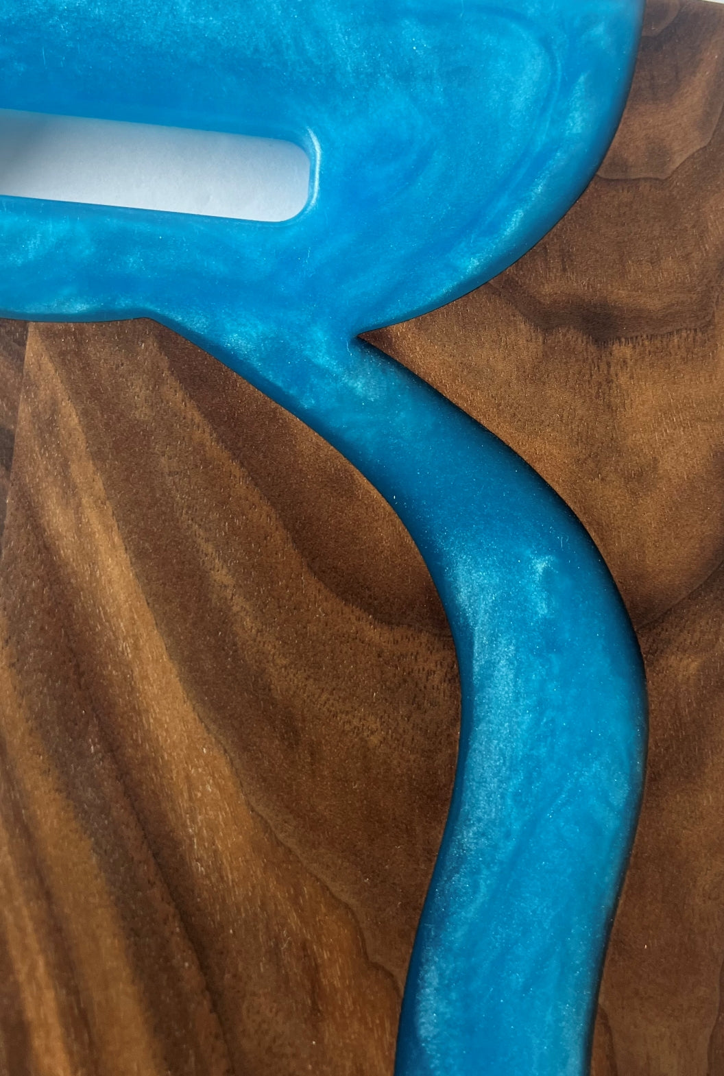 Walnut Wood Charcuterie/Serving/Cutting Board with Pacific Blue Epoxy - 18" x 12"