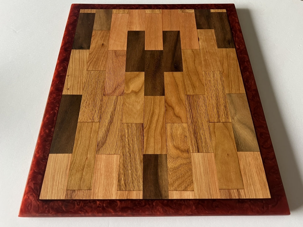 Chop Block Charcuterie/Serving/Cutting Board with Wine Epoxy - 17" x 14"