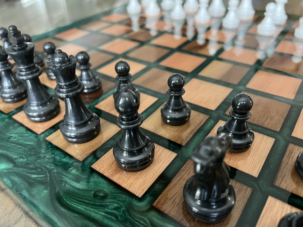 Walnut and Red Grandis Wood Chess Board - 16.5"x16.5"x1"
