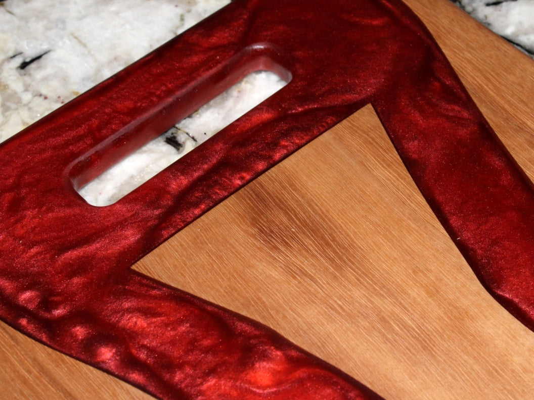 Walnut Wood Charcuterie/Serving/Cutting Board with Wine Epoxy - 15"x9" w/ handle