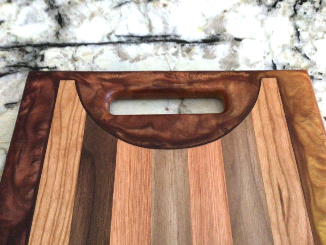 Chop Block Charcuterie/Serving/Cutting Board with Maroon and Gold Epoxy - 13" x 9"