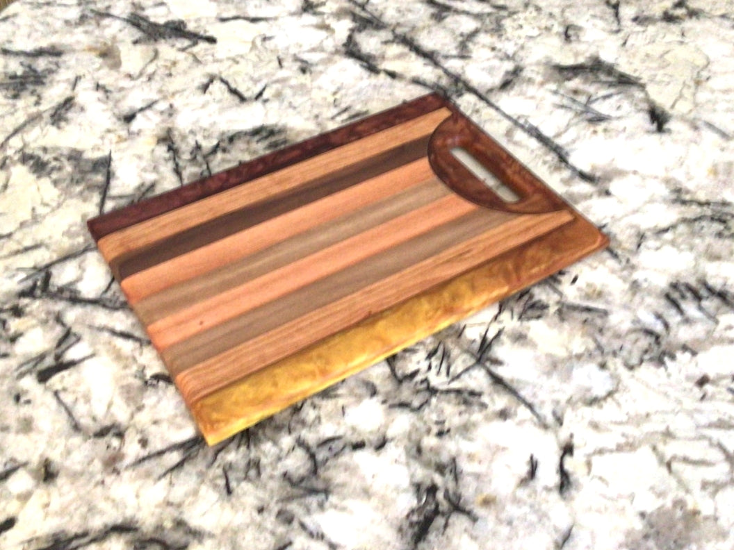Chop Block Charcuterie/Serving/Cutting Board with Maroon and Gold Epoxy - 13" x 9"