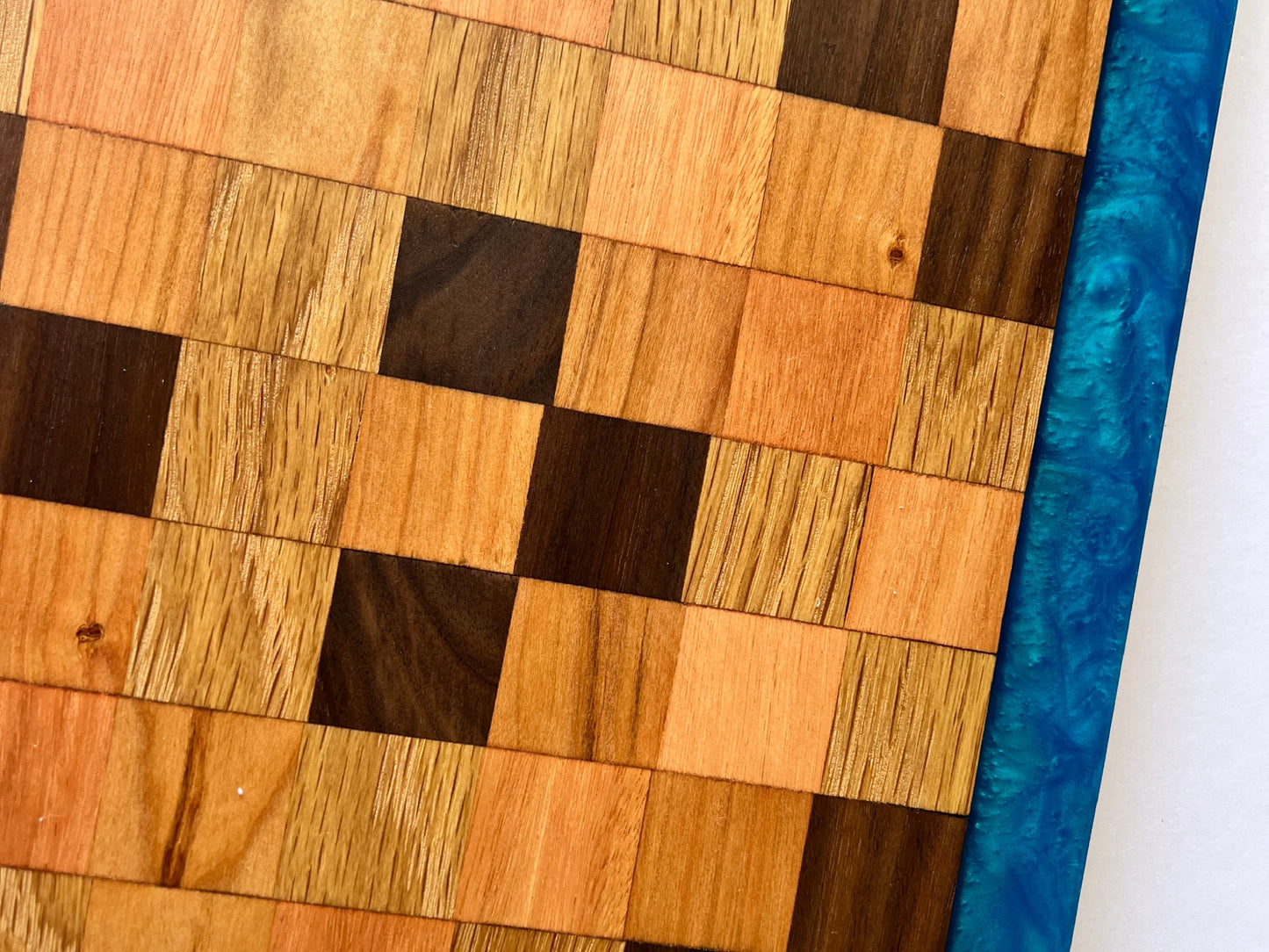 Chop Block Charcuterie/Serving/Cutting Board with Sapphire Treasure Epoxy - 16" x 12"