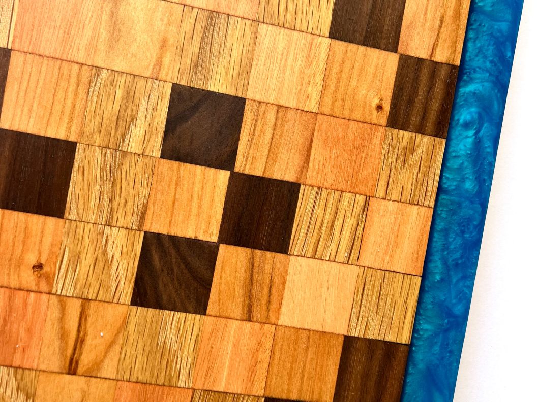 Chop Block Charcuterie/Serving/Cutting Board with Sapphire Treasure Epoxy - 16" x 12"