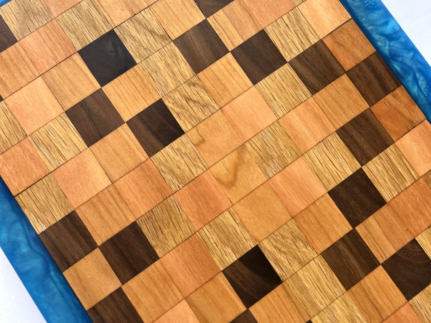 Chop Block Charcuterie/Serving/Cutting Board with Sapphire Treasure Epoxy - 16" x 12"