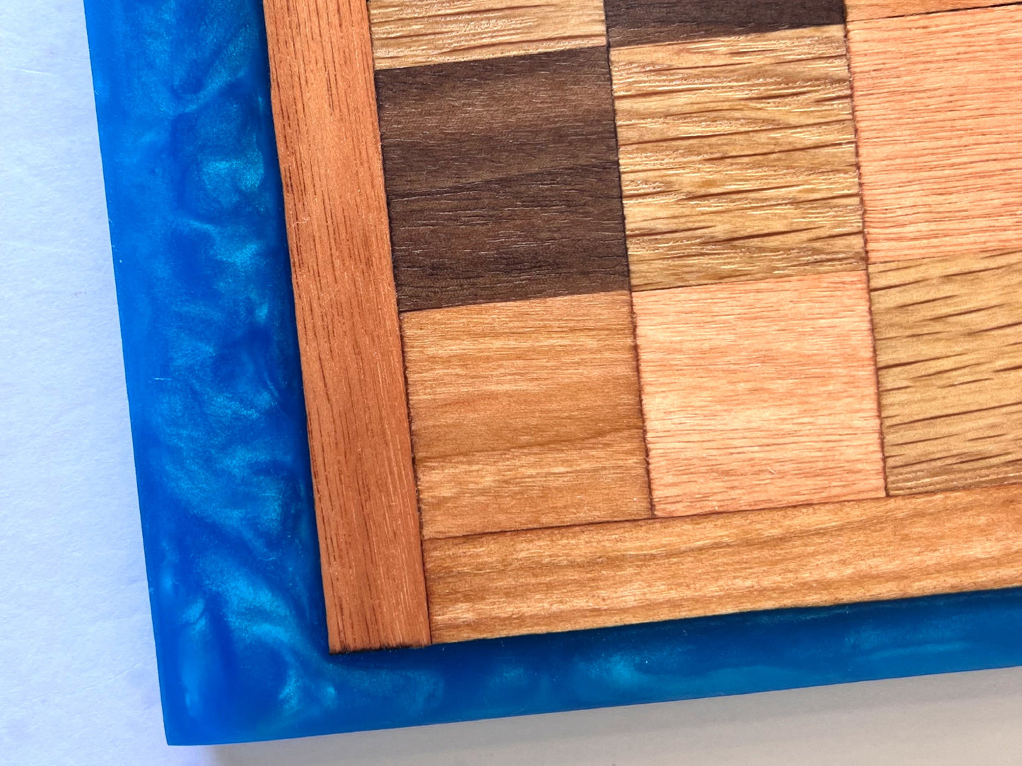 Chop Block Charcuterie/Serving/Cutting Board with Sapphire Treasure Epoxy - 12" x 8"