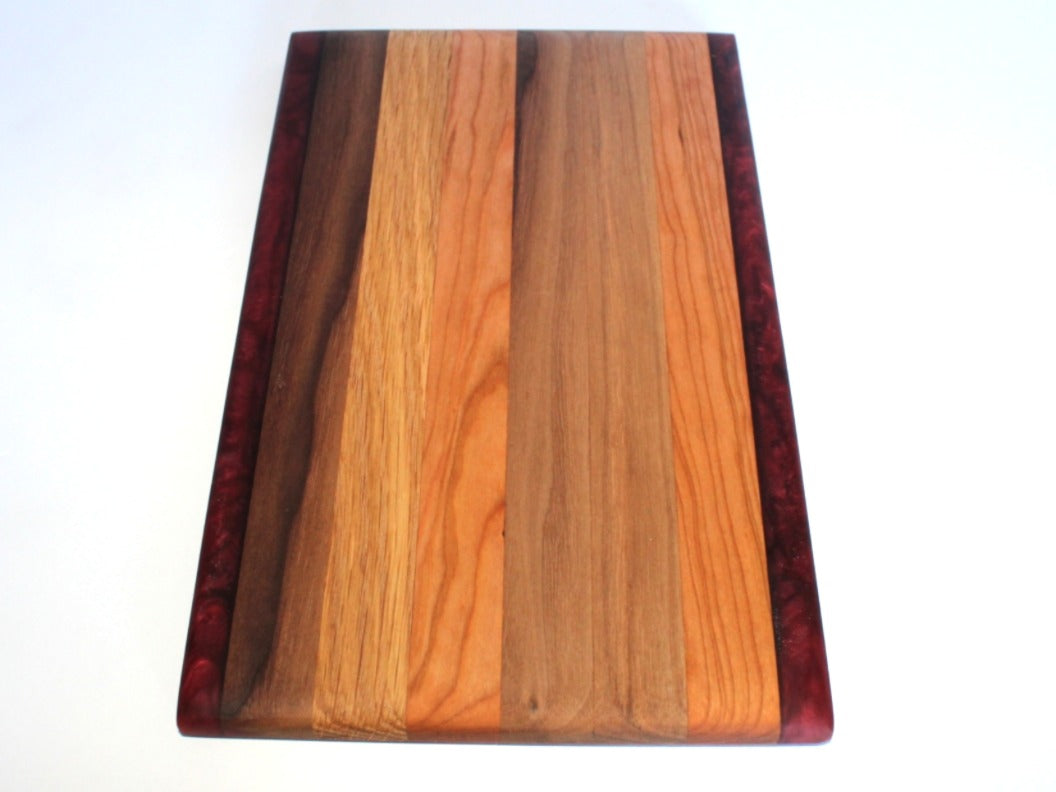 Chop Block Charcuterie/Cutting/Serving Board with Burgundy Epoxy - 13" x 8"
