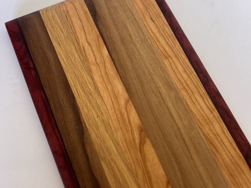 Chop Block Charcuterie/Cutting/Serving Board with Burgundy Epoxy - 13" x 8"