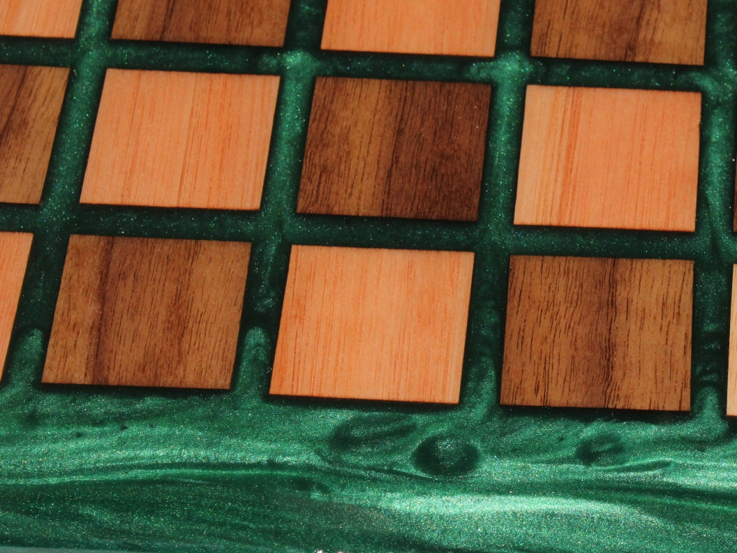 Walnut and Red Grandis Wood Chess Board - 16.5"x16.5"x1"
