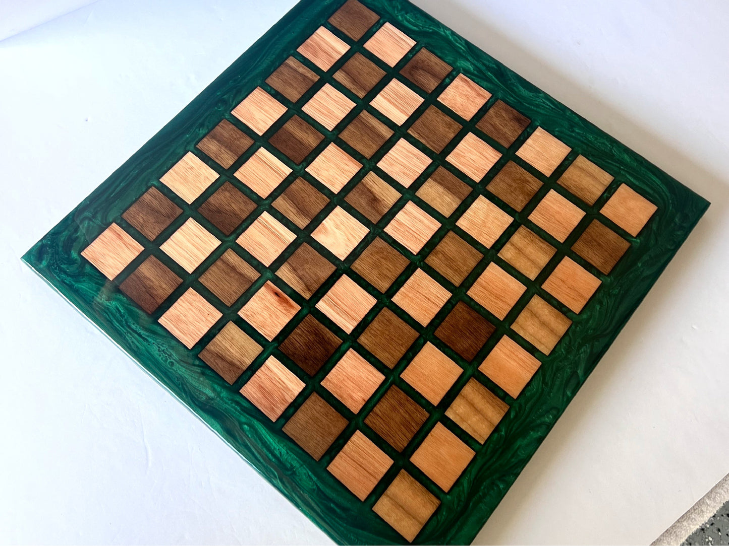 Walnut and Red Grandis Wood Chess Board - 16.5"x16.5"x1"