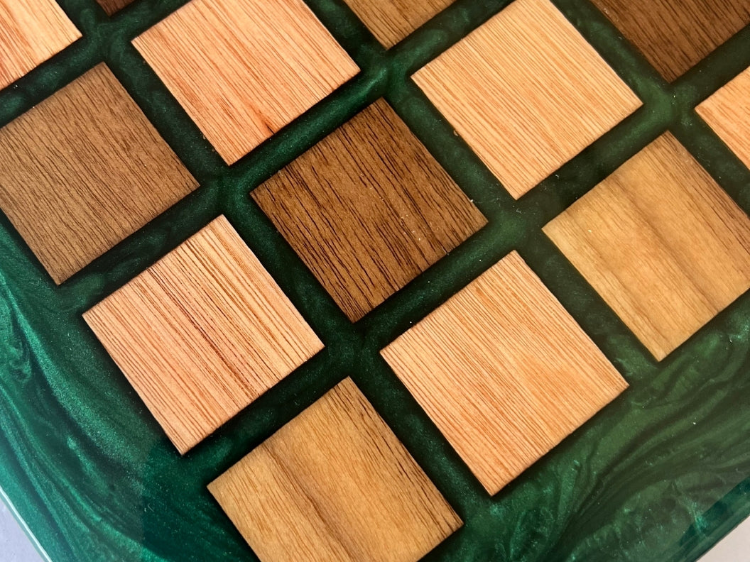 Walnut and Red Grandis Wood Chess Board - 16.5"x16.5"x1"