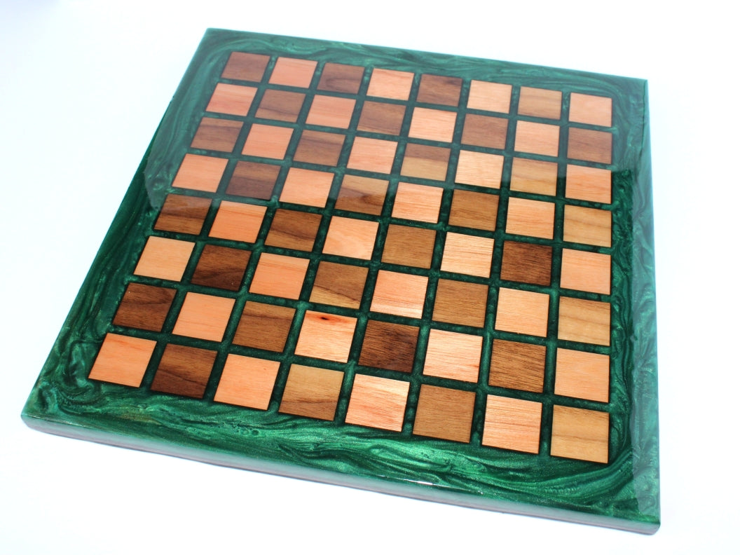 Walnut and Red Grandis Wood Chess Board - 16.5"x16.5"x1"