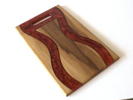 Walnut Wood Charcuterie/Serving/Cutting Board with Wine Epoxy - 15"x9" w/ handle