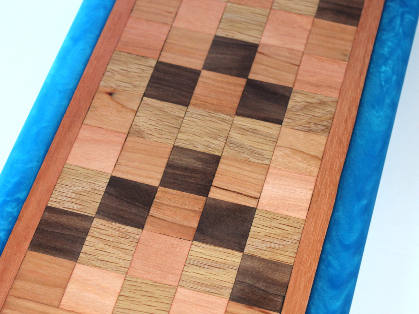 Chop Block Charcuterie/Serving/Cutting Board with Sapphire Treasure Epoxy - 12" x 8"