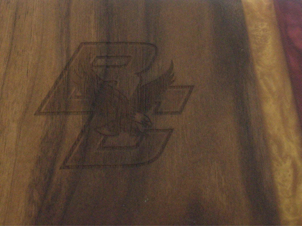 Walnut Charcuterie Board with Maroon & Gold Epoxy – Boston College Engraving - 17" x 14"