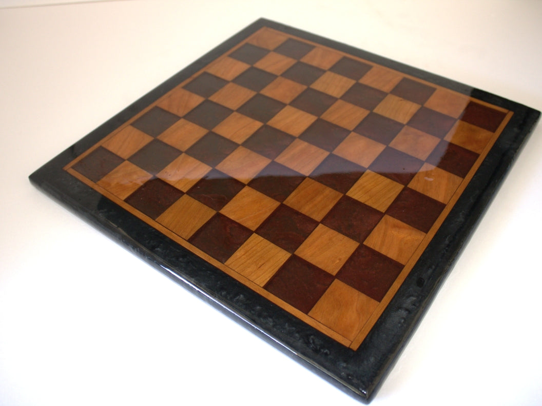 Dual Tone Chess Board - Red Oak Wood with Dead Red and Black Epoxy - 14" x 14"