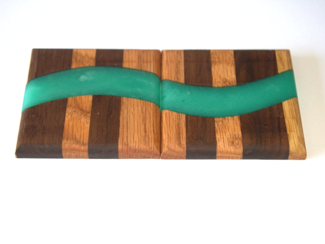 Chop Block River Coasters Turquoise Stone - 2 piece set - 3 5/8"x 3 5/8"