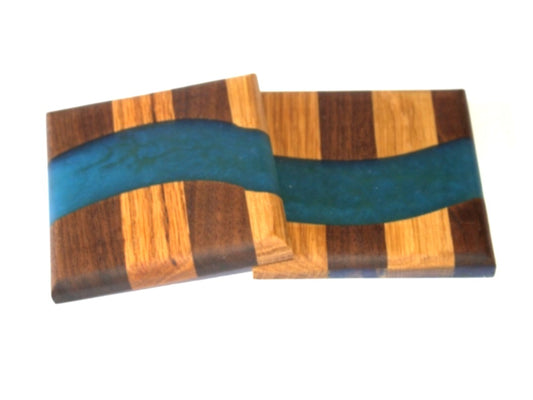 Chop Block River Coaster Blue Universe - 2 piece set - 3 5/8"x 3 5/8"