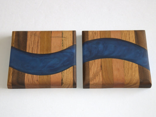 Chop Block River Coasters with Wine Colored Epoxy - 3 5/8"x 3 5/8"