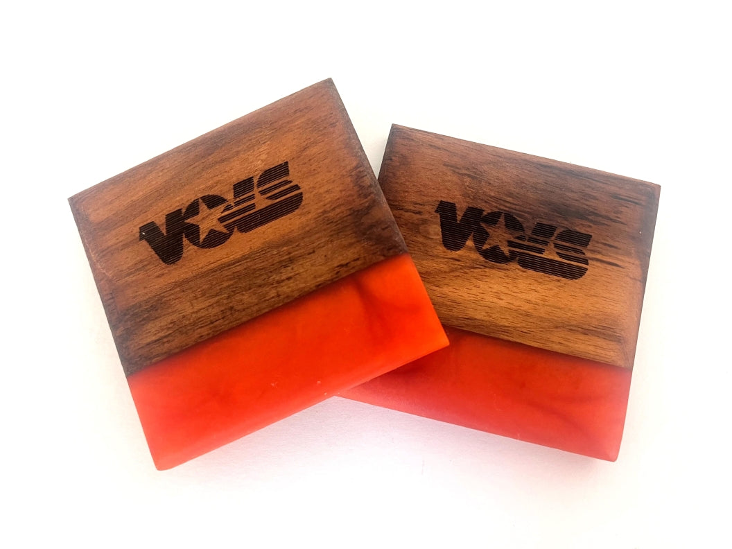 Teak Wood Coasters with Tennessee Vols - 3 5/8" x 3 5/8" - 2 piece set