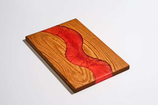Red Oak Wood Charcuterie/Serving Board with Lava Summer Epoxy - 12"x 8"