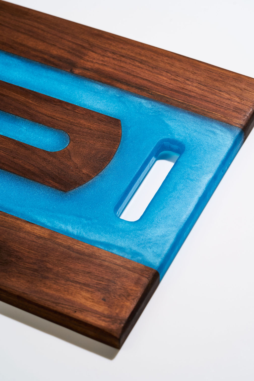 Walnut Wood Charcuterie/Serving/Cutting Board with Pacific Blue Epoxy - 18" x 12"
