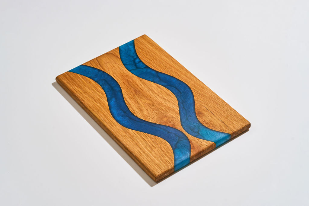 Blue Universe Epoxy & Red Oak Charcuterie Serving Board - 12" x 8"