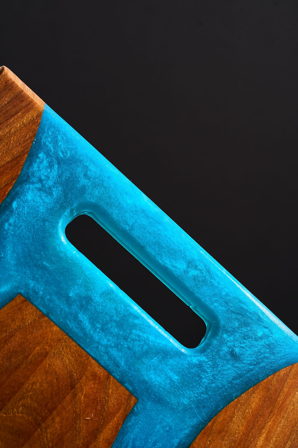 Cherry Wood Charcuterie/Serving Board with Pacific Blue Epoxy - 14" x 10"