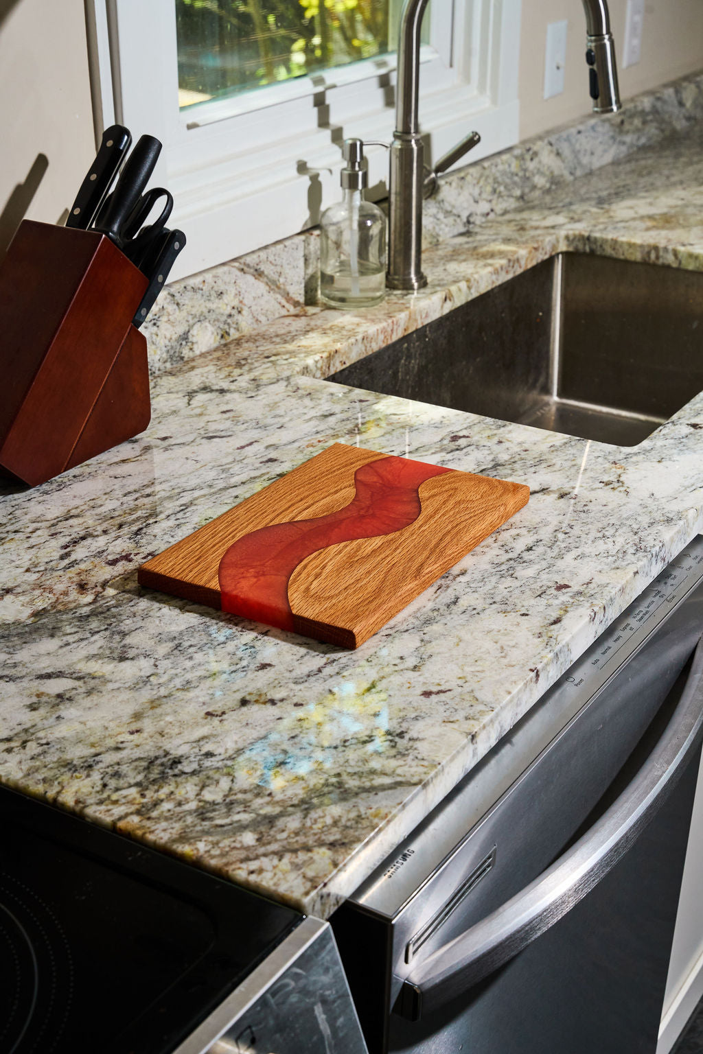 Red Oak Wood Charcuterie/Serving Board with Lava Summer Epoxy - 12"x 8"