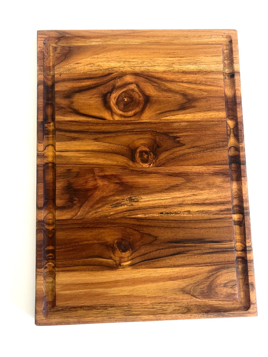 Teak Wood Cutting Board with Juice Groove – 16” x 11.5”