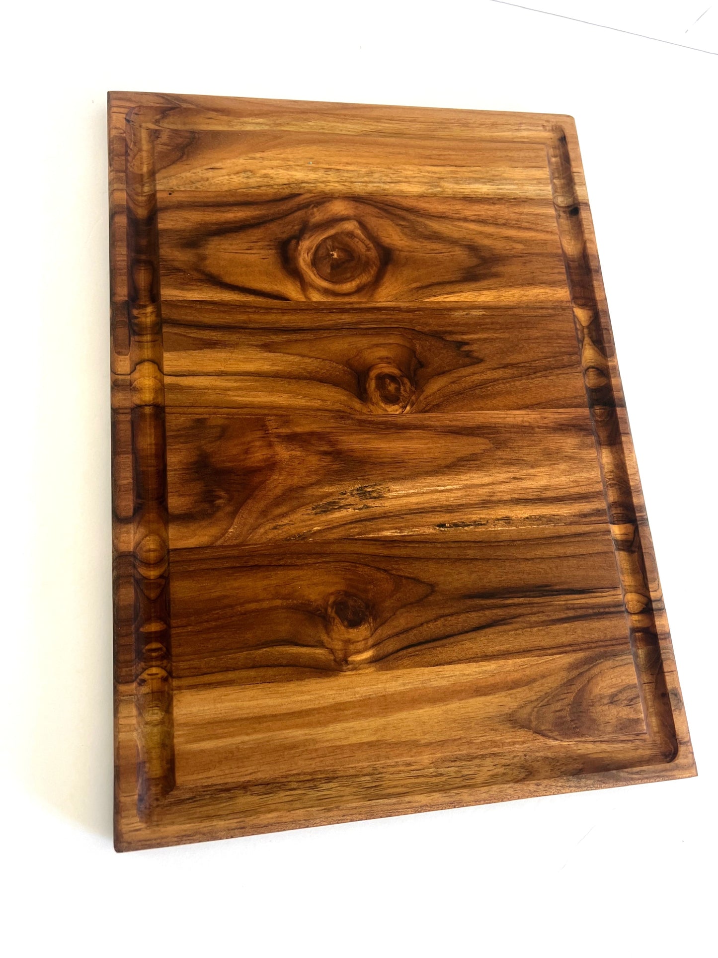 Teak Wood Cutting Board with Juice Groove – 16” x 11.5”