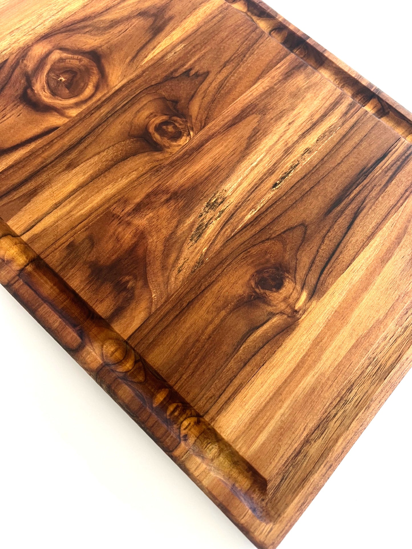 Teak Wood Cutting Board with Juice Groove – 16” x 11.5”
